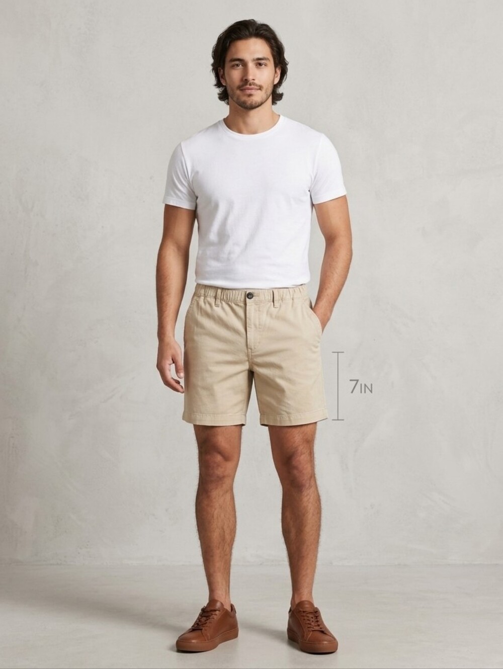 chubbies Light Khaki Elastic-Waist Cotton Shorts
